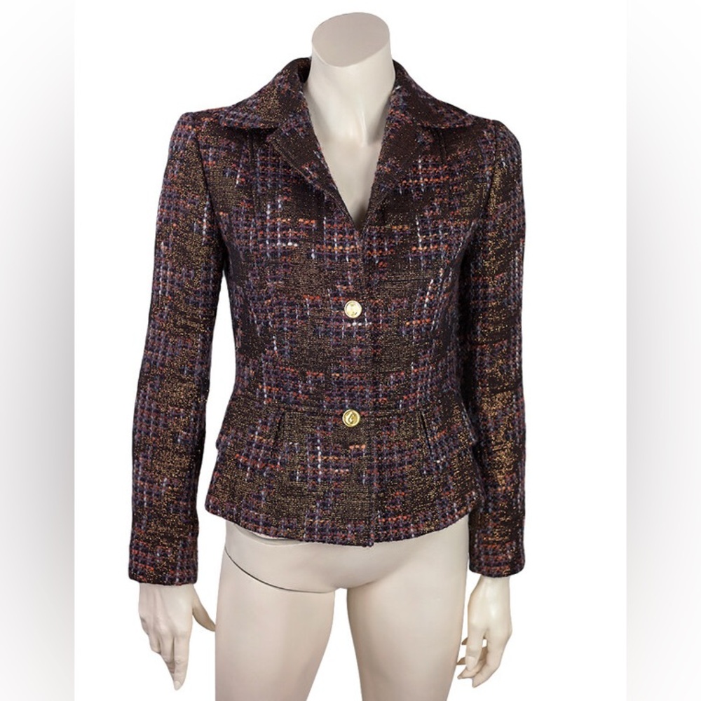 Dolce & Gabbana virgin wool tweed with lame multicolored blazer jacket sz.XS